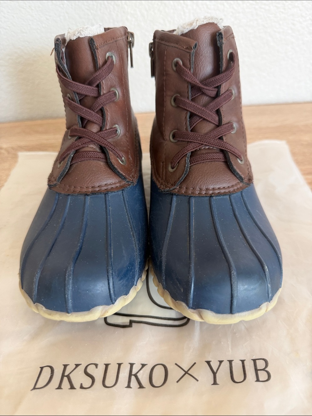 Cozy Brown and Blue Kids Boots Size 2